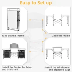 Costway Folding Portable Aluminum Camping Grill Table W/ Storage Organizer Windscreen -Dine Furniture GUEST 1a3d5831 4a4f 4c67 afb4 d08c68da2556