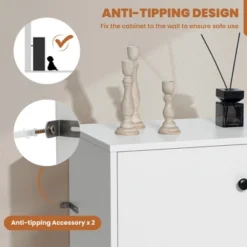 Costway Kitchen Storage Cabinet 2 Drawer Sideboard Floor Cupboard With Adjustable Shelves -Dine Furniture GUEST 1af1b38b 1909 4576 828e dfd3dffb2503