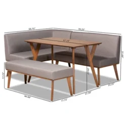 4pc Odessa Mid-Century Modern Fabric Upholstered Wood Dining Nook Set Walnut/Brown - Baxton Studio 21 4pc Odessa Mid-Century Modern Fabric Upholstered Wood Dining Nook Set Walnut/Brown - Baxton Studio -Dine Furniture GUEST 1c5af690 abe0 4b00 aacc ac8f3517ef80