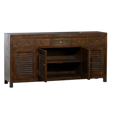Rustic Wood Buffet Dark Brown - Olivia & May 4 Rustic Wood Buffet Dark Brown - Olivia & May - Image 2