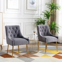 Set Of 2 Polyester Dining Arm Chair Gray - Kinwell -Dine Furniture GUEST 1cf09817 1784 4ac7 8a8e 7e7c959a26dd