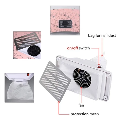 LEIBOU Professional 35 Inch Vented And Foldable Manicure Table With Dust Collector, Fan, And Polish Carrying Bag, Pink Flower 6 LEIBOU Professional 35 Inch Vented And Foldable Manicure Table With Dust Collector, Fan, And Polish Carrying Bag, Pink Flower - Image 4