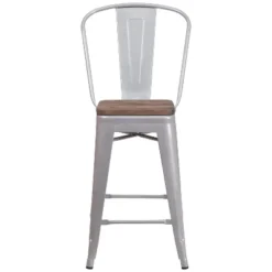 Merrick Lane Metal Dining Stool With Curved Slatted Back And Textured Wood Seat 24 Merrick Lane Metal Dining Stool With Curved Slatted Back And Textured Wood Seat -Dine Furniture GUEST 1e371693 04c5 4d89 9247 9606508b367c