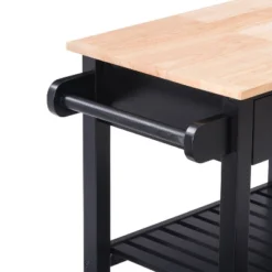 Sage Open Storage Wood Kitchen Cart Black - CorLiving -Dine Furniture GUEST 1e3c1258 9716 46ce 95af 37bf786b2891