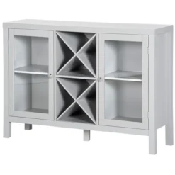 HOMCOM Modern Kitchen Sideboard, Buffet Table With Removable Wine Rack, Glass Door Cabinet And Shelves For Living Room, Kitchen, Entryway, Gray -Dine Furniture GUEST 1e6c136e 2bc2 4a88 b3b7 28e2b9f7d307