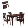 5pc Wooden And Leather Dining Set Brown/Black - Benzara
