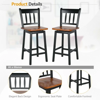 Costway 4PCS Bar Stool 24.5'' Swivel Counter Height Chair W/ Footrest 9 Costway 4PCS Bar Stool 24.5'' Swivel Counter Height Chair W/ Footrest - Image 7