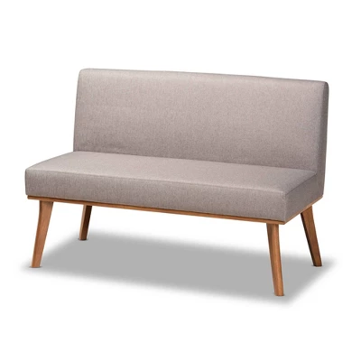 4pc Odessa Mid-Century Modern Fabric Upholstered Wood Dining Nook Set Walnut/Brown - Baxton Studio 4 4pc Odessa Mid-Century Modern Fabric Upholstered Wood Dining Nook Set Walnut/Brown - Baxton Studio - Image 2