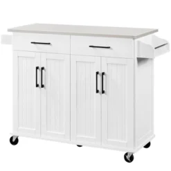 Yaheetech Large Kitchen Cart Kitchen Island On Wheels With Stainless Steel Countertop -Dine Furniture GUEST 200919cd bee4 4dc1 8ced a5d974a15111