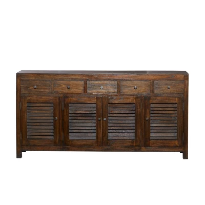 Rustic Wood Buffet Dark Brown - Olivia & May 9 Rustic Wood Buffet Dark Brown - Olivia & May - Image 7