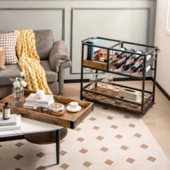 Costway 3-Tier Mobile Bar Serving Cart Liquor Storage Trolley With Removable Tray Wine Rack 14 Costway 3-Tier Mobile Bar Serving Cart Liquor Storage Trolley With Removable Tray Wine Rack -Dine Furniture GUEST 20eae548 3ba3 4045 99b2 dec5bf8e4133