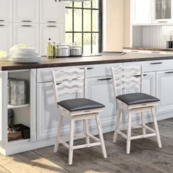 Costway Set Of 4 Swivel Bar Stools Bar Height Upholstered Faux Leather Dining Chairs 15 Costway Set Of 4 Swivel Bar Stools Bar Height Upholstered Faux Leather Dining Chairs -Dine Furniture GUEST 210c168f dc4c 4cf8 9cac 80a2db9da34d