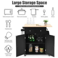 Costway Rolling Kitchen Island Utility Trolley Cabinet Storage Spice Towel Rack -Dine Furniture GUEST 21d99c93 369e 44b6 a995 ca5c191bb1c1