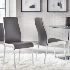 Set Of 2 Nora Contemporary Dining Chairs Gray/White - Buylateral