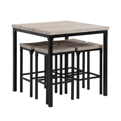 36" Counter Height Dining Table And Stool Set Gray/Black - The Urban Port 3 36" Counter Height Dining Table And Stool Set Gray/Black - The Urban Port