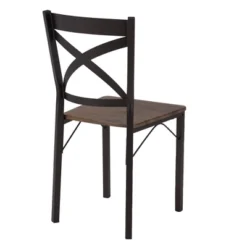 JOMEED 5 Piece Metal Frame Kitchen Dining Table And Chairs Set, Brown/Black -Dine Furniture GUEST 22dc5c7e 3995 4c40 84be 531e440fc985