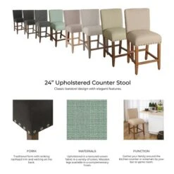 24" Upholstered Counter Height Barstool With Nailheads - HomePop -Dine Furniture GUEST 23026158 f330 4606 8c4d 86def1fd1a39