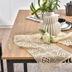 Costway Modern 3 PCS Dining Table Bench Set W/ Metal Frame & Wooden Tabletop -Dine Furniture GUEST 23673c12 180d 4193 b99b a2a849889d60