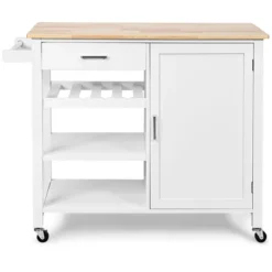 Costway 4-Tier Wood Kitchen Island Trolley Cart Storage Cabinet W/ Wine Rack White -Dine Furniture GUEST 24888bd5 0f0f 4770 b381 e0ef8cfc8026