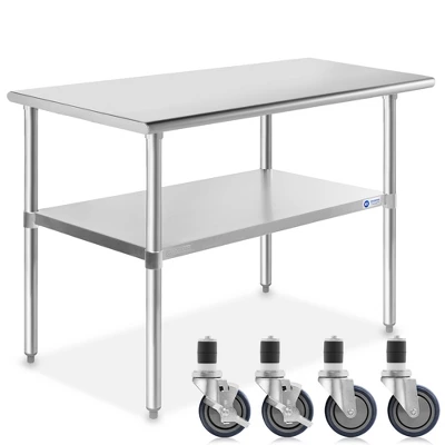 GRIDMANN Stainless Steel Table With 4 Casters (Wheels), NSF Commercial Kitchen Work & Prep Table 11 GRIDMANN Stainless Steel Table With 4 Casters (Wheels), NSF Commercial Kitchen Work & Prep Table - Image 9