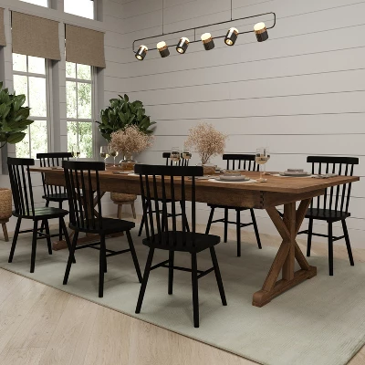 Merrick Lane 9' X 40" Rectangular Antique Rustic Solid Pine Foldable Dining Table With Crisscross Legs 8 Merrick Lane 9' X 40" Rectangular Antique Rustic Solid Pine Foldable Dining Table With Crisscross Legs - Image 6
