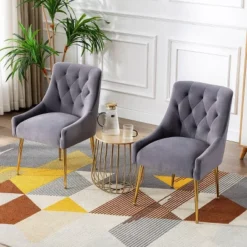 Set Of 2 Polyester Dining Arm Chair Gray - Kinwell -Dine Furniture GUEST 252f28c0 cc90 49d6 a144 9b793e32d4ec