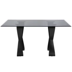 58" Poppy Hill Modern Rectangle Glass Top Dining Table Black/Gray - HOMES: Inside + Out -Dine Furniture GUEST 262d0b30 db7c 4483 b668 58c05eb00524