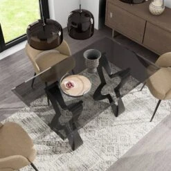 58" Poppy Hill Modern Rectangle Glass Top Dining Table Black/Gray - HOMES: Inside + Out -Dine Furniture GUEST 26d05a9b 351e 4c1f 8fb3 ab6975129ea5