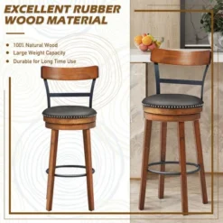 Costway Set Of 2/4 BarStool 30.5'' Swivel Pub Height Dining Chair With Rubber Wood Legs -Dine Furniture GUEST 27260d15 ffe6 4aee b8ac d89681245c62