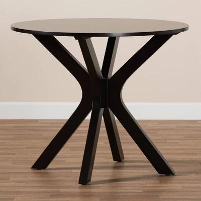 35" Kenji Wide Round Wood Dining Table - Baxton Studio 7 35" Kenji Wide Round Wood Dining Table - Baxton Studio - Image 5