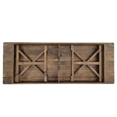 Merrick Lane 9' X 40" Rectangular Antique Rustic Solid Pine Foldable Dining Table With Crisscross Legs 11 Merrick Lane 9' X 40" Rectangular Antique Rustic Solid Pine Foldable Dining Table With Crisscross Legs - Image 9