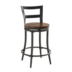 Set Of 2 24" Saroyan Swivel Metal & Wood Counter Height Barstool Graphite - Inspire Q 23 Set Of 2 24" Saroyan Swivel Metal & Wood Counter Height Barstool Graphite - Inspire Q -Dine Furniture GUEST 2754b290 c11e 492a ae0a 57802961b958