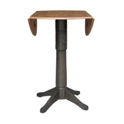 42" Alexandra Round Top Dual Drop Leaf Bar Height Pedestal Dining Table Hickory/Washed Coal - International Concepts -Dine Furniture GUEST 27a73a78 840c 499a bbfd f80869895160