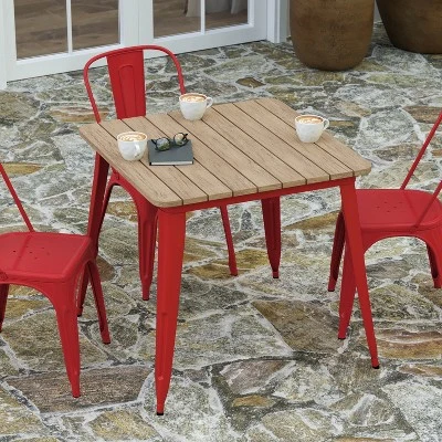 Merrick Lane Indoor/Outdoor Dining Table, 31.5" Square All Weather Poly Resin Top With Steel Base 4 Merrick Lane Indoor/Outdoor Dining Table, 31.5" Square All Weather Poly Resin Top With Steel Base - Image 2