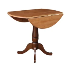 35.5" Brevin Round Dual Pedestal Drop Leaf Dining Table Cinnamon/Espresso - International Concepts -Dine Furniture GUEST 27d1516f ebe3 4a47 9aec 31c56105eefe