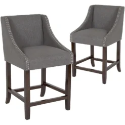 Flash Furniture Carmel Series 24" High Transitional Wood Counter Height Stool With Accent Nail Trim, Set Of 2 -Dine Furniture GUEST 284f2f0d 5956 4ce9 a84d cb18150ad4ed