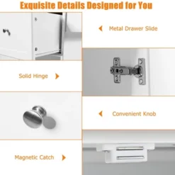 Costway Kitchen Island 2-Door Storage Cabinet Stainless Steel Top W/ Drawers -Dine Furniture GUEST 2874e6d6 98b6 469e 9f6b 3bc359184a94