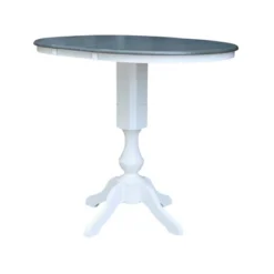 36" Kent Round Top Bar Height Pedestal Dining Table With 12" Leaf White/Heather Gray - International Concepts -Dine Furniture GUEST 2916e960 6c47 48b9 86f1 d13c9eb49418