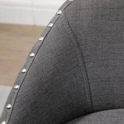 HOMCOM Bar Stools Set Of 2, Linen Fabric Kitchen Counter Stools With Nailhead Trim, Rubber Wood Legs And Footrest For Dining Room, Counter, Pub -Dine Furniture GUEST 292d18c6 69c2 439f 99b5 2b67dd8e1961