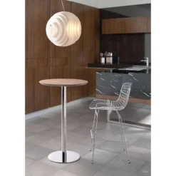 41" Elegant Chromed Steel Round Bar Table Walnut - ZM Home -Dine Furniture GUEST 293d4a25 b63a 4652 b7bc bbd80d982348