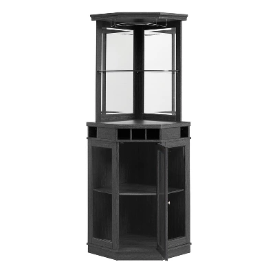 Home Source Corner Bar Unit Charcoal 3 Home Source Corner Bar Unit Charcoal