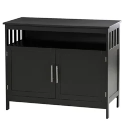 HOMCOM Kitchen Sideboard, Buffet Cabinet, Wooden Storage Console Table With 2-Level Cabinet And Open Shelf, Black 9 HOMCOM Kitchen Sideboard, Buffet Cabinet, Wooden Storage Console Table With 2-Level Cabinet And Open Shelf, Black -Dine Furniture GUEST 2a34b615 4ece 4e5d 9f89 f815e094b1e0