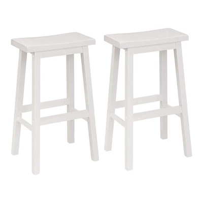 PJ Wood Classic Saddle Seat 29'' Kitchen Bar Counter Stool With Backless Seat & 4 Square Legs, For Homes, Dining Spaces, And Bars, White (6 Pack) 3 PJ Wood Classic Saddle Seat 29'' Kitchen Bar Counter Stool With Backless Seat & 4 Square Legs, For Homes, Dining Spaces, And Bars, White (6 Pack)