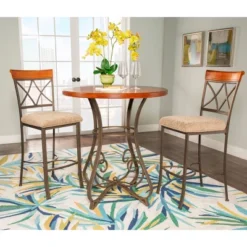 3pc Carter Pub Dining Set Metal/Tan/Cherry - Powell Company 23 3pc Carter Pub Dining Set Metal/Tan/Cherry - Powell Company -Dine Furniture GUEST 2abcaeef 4868 463b af11 5dbdb44a8958