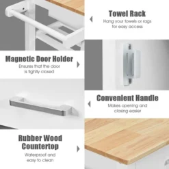 Costway 4-Tier Wood Kitchen Island Trolley Cart Storage Cabinet W/ Wine Rack White -Dine Furniture GUEST 2afb4d63 d7b8 4bfe 8bf0 b5d8c3d88060