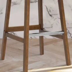 South 28" Seat Height Upholstered Bar Stool With Rubberwood Legs And Stainless Steel Foot Rest(Set Of 2) -The Pop Maison -Dine Furniture GUEST 2b5015f5 90d1 4e82 93cd 30c23ba790d0