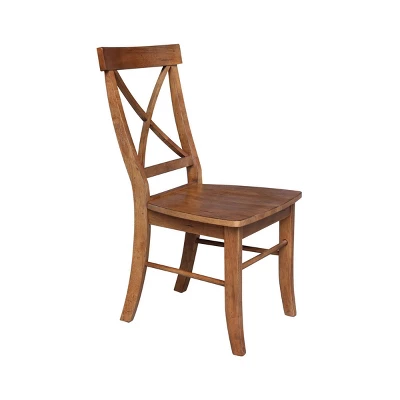 Set Of 2 X Back Chairs With Solid Wood Seat Distressed Oak - International Concepts 4 Set Of 2 X Back Chairs With Solid Wood Seat Distressed Oak - International Concepts - Image 2