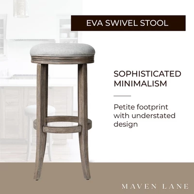 Maven Lane Eva Round Backless Kitchen Swivel Stool, Reclaimed Oak Finish 4 Maven Lane Eva Round Backless Kitchen Swivel Stool, Reclaimed Oak Finish - Image 2