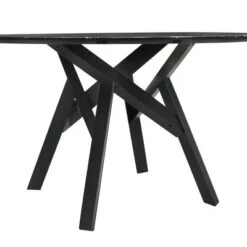 54" Venus Round Mid-Century Modern Dining Table Black Marble - Armen Living