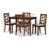 5pc Abilene Walnut Finished Dining Set Gray/Brown - Baxton Studio -Dine Furniture GUEST 2c56d1d1 d582 4e57 9df6 53ebd79c4d4c